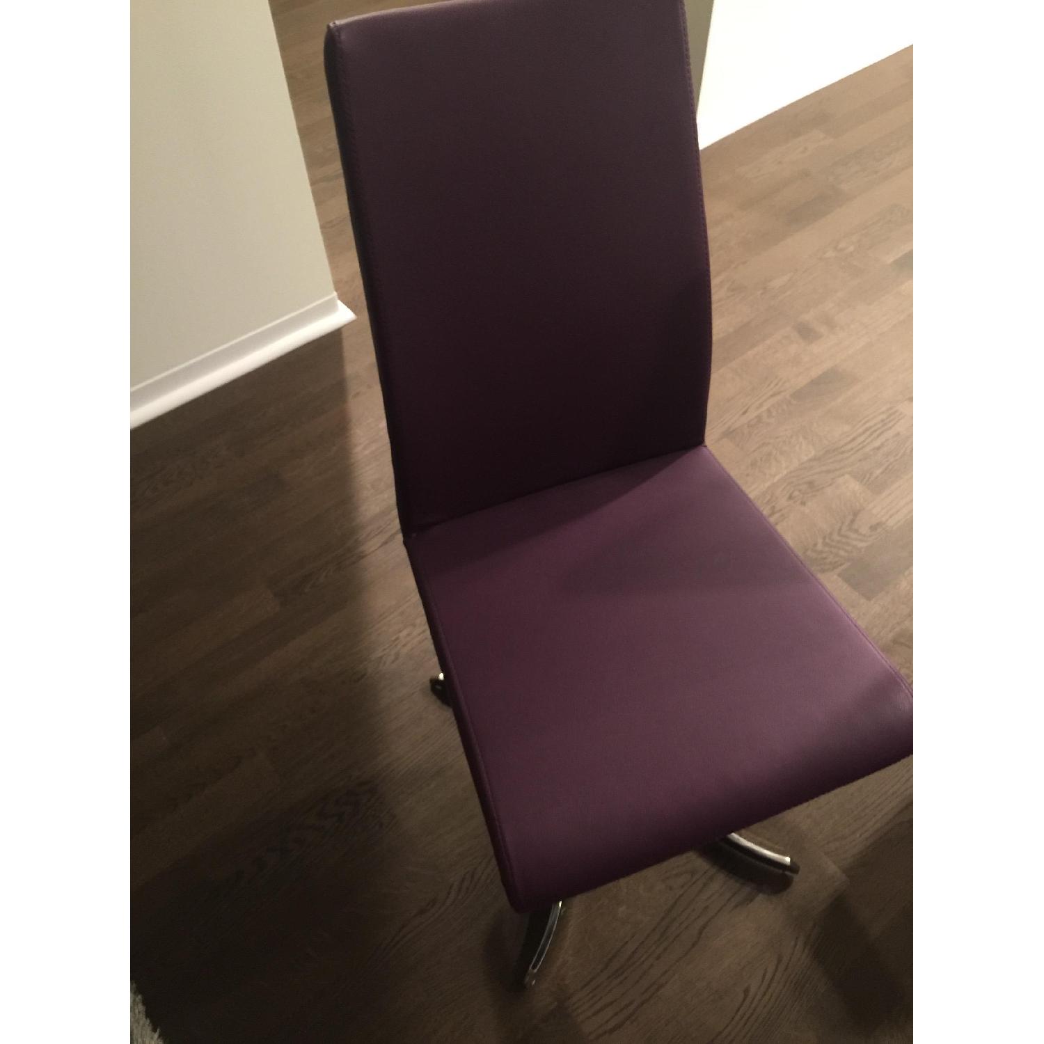 Purple Leather Dining Chairs - image-1