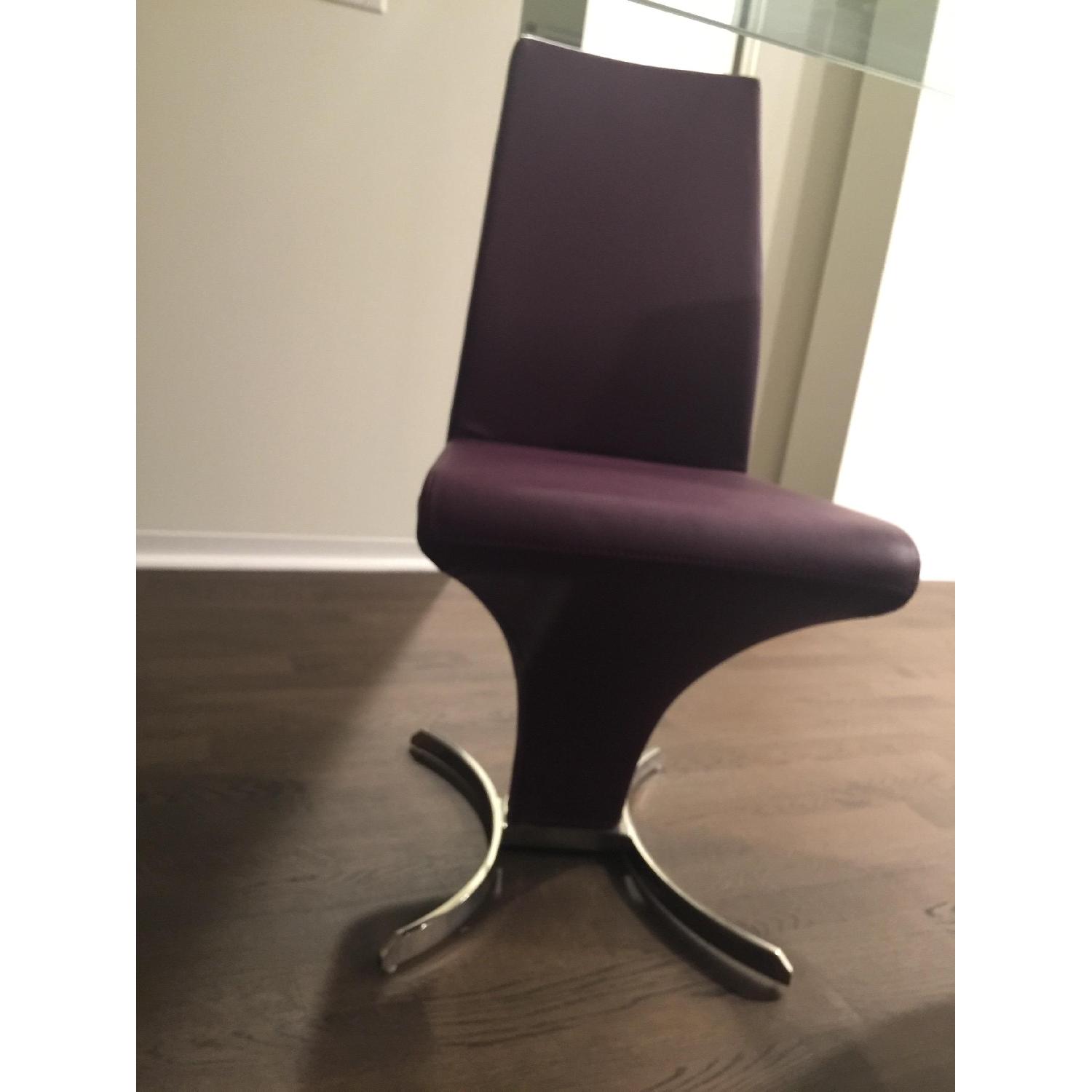 Purple Leather Dining Chairs - image-3