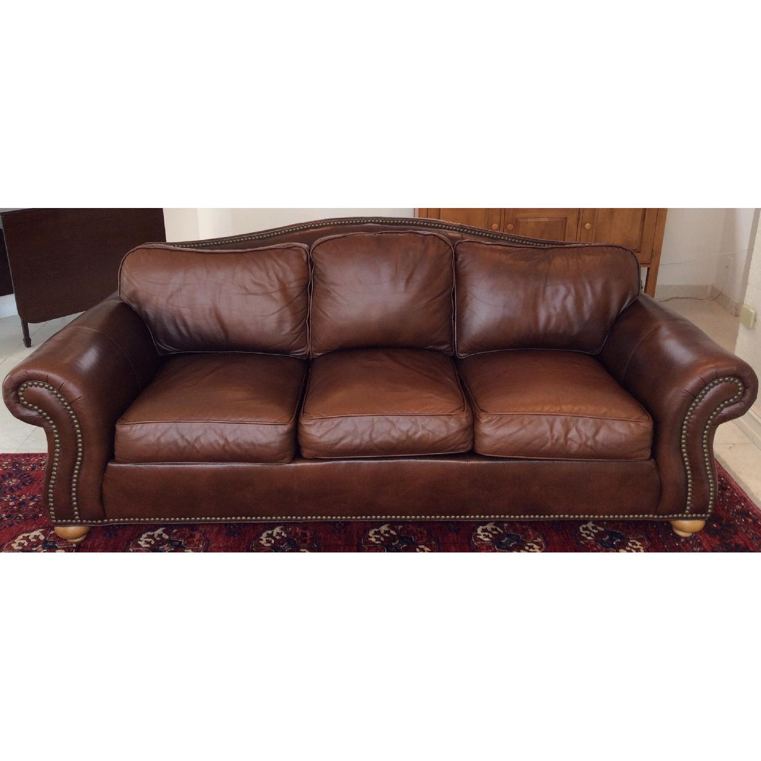 Ethan Allen Whitney Leather Sofa - image-1