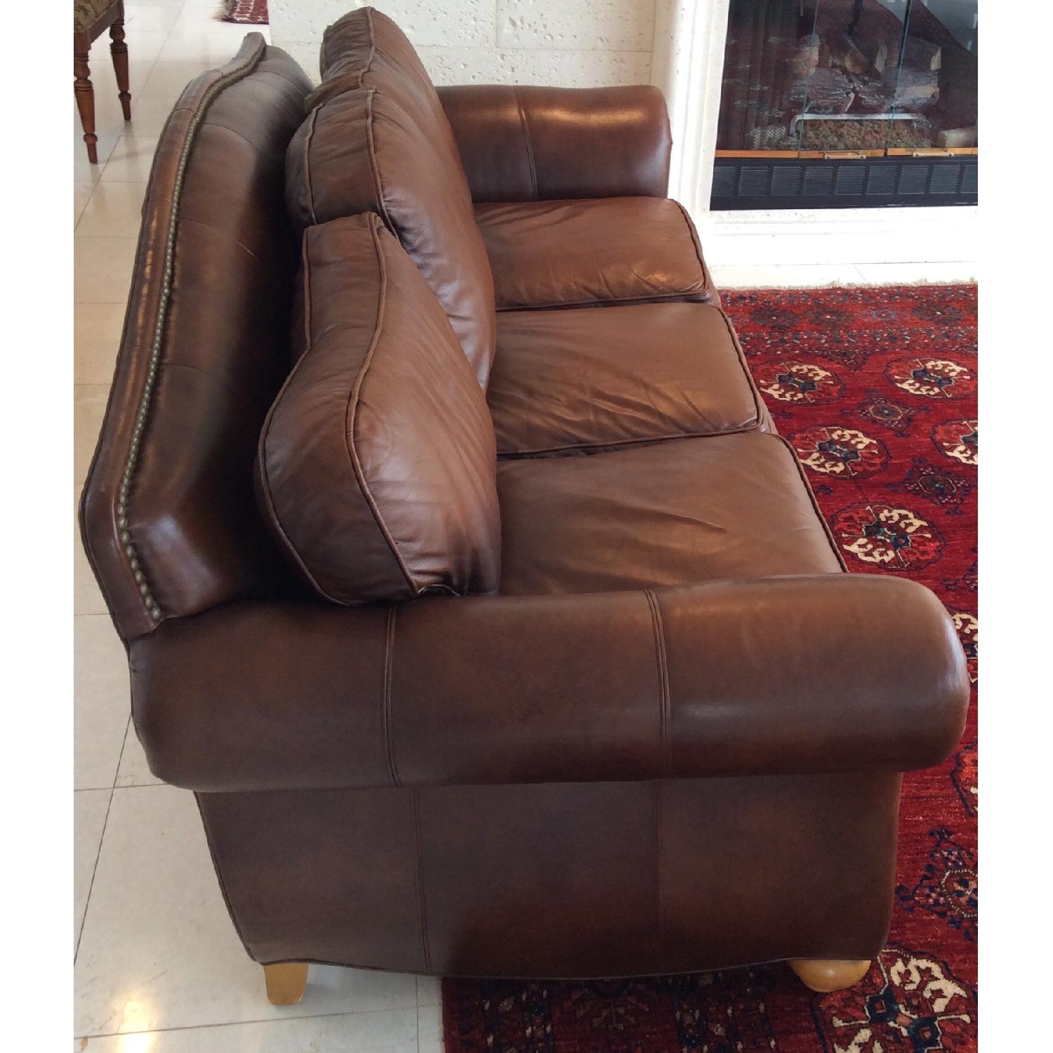 Ethan Allen Whitney Leather Sofa AptDeco
