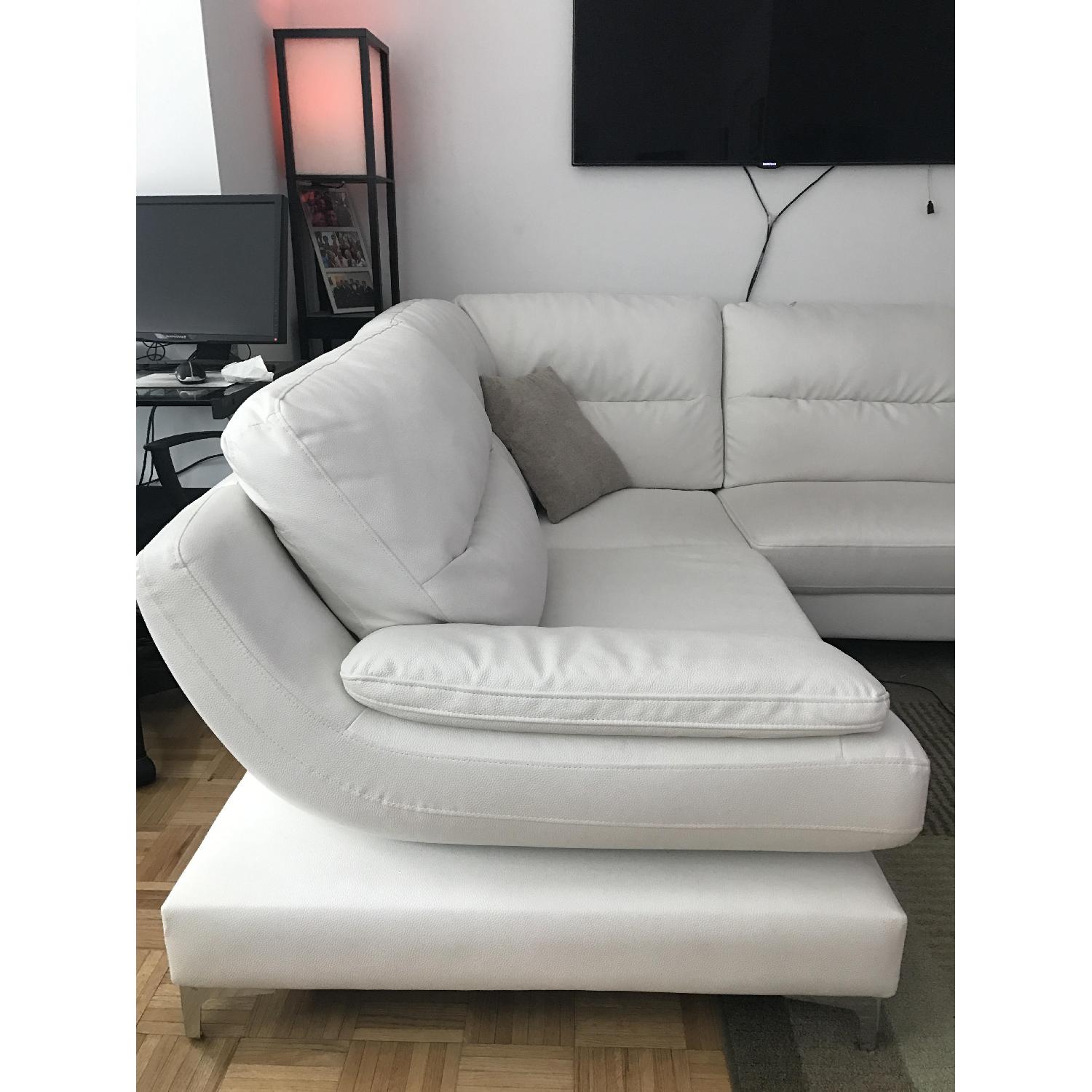 White Italian Leather Sectional - image-1