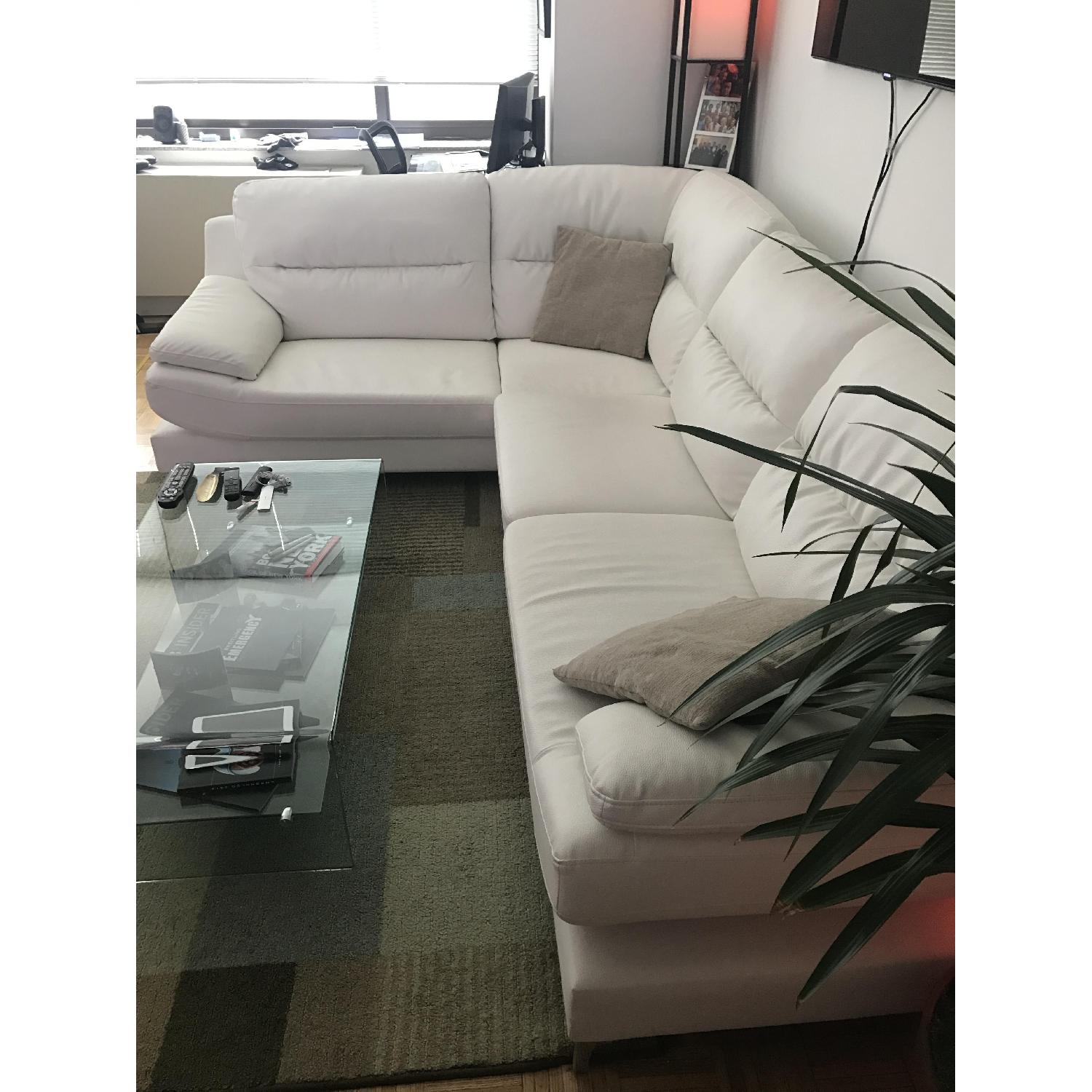 White Italian Leather Sectional - image-2