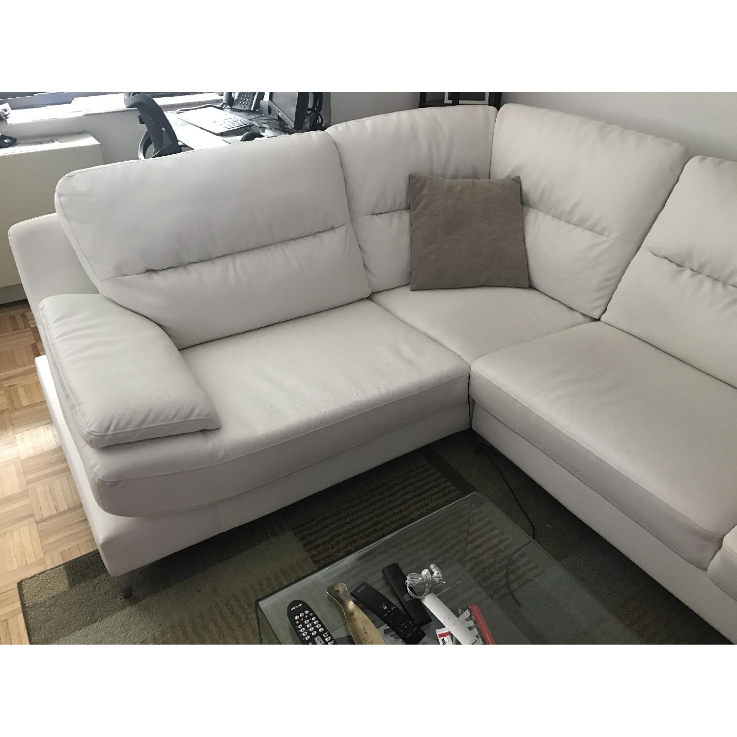 White Italian Leather Sectional - image-3