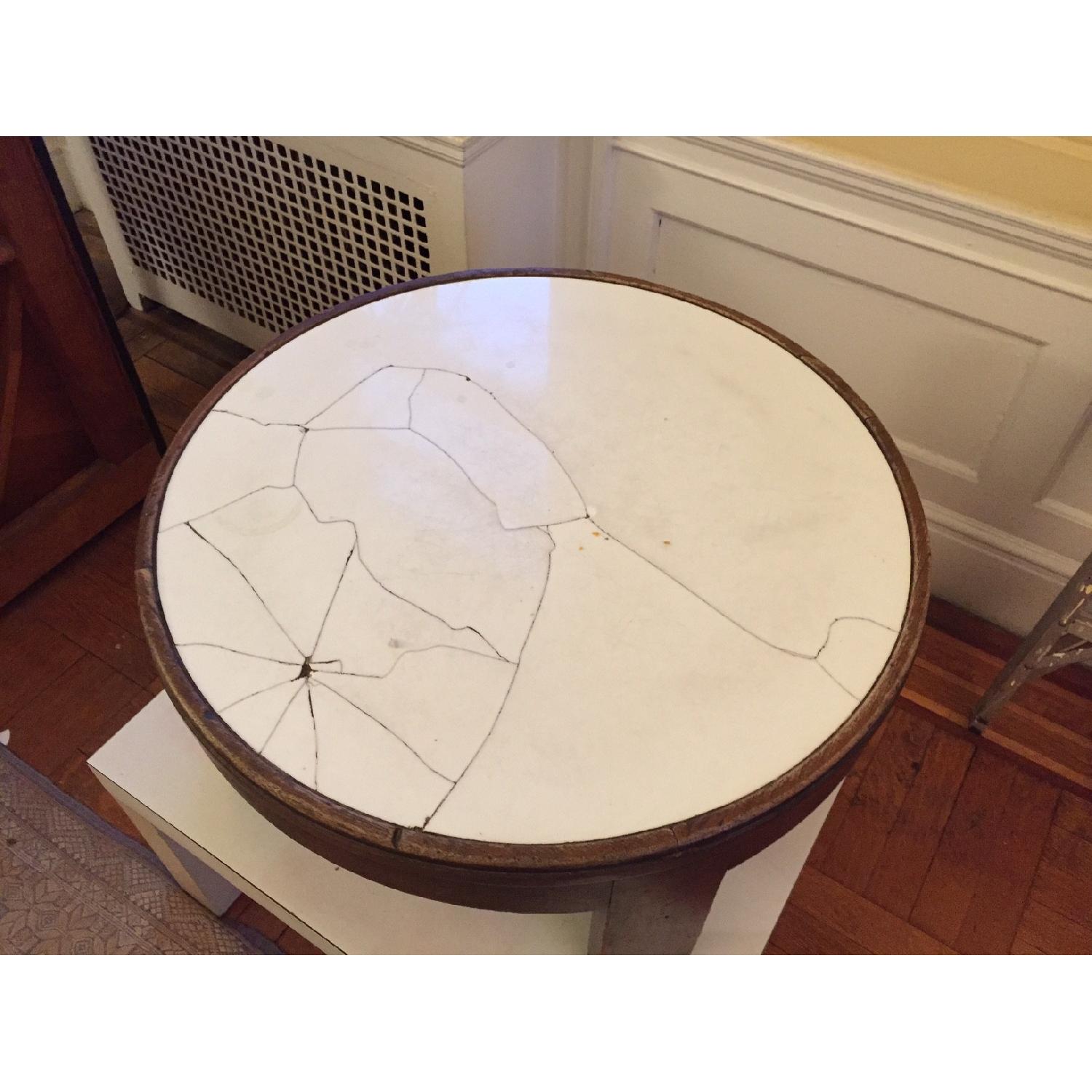 Antique Marble Top Wood Coffee Table - image-3