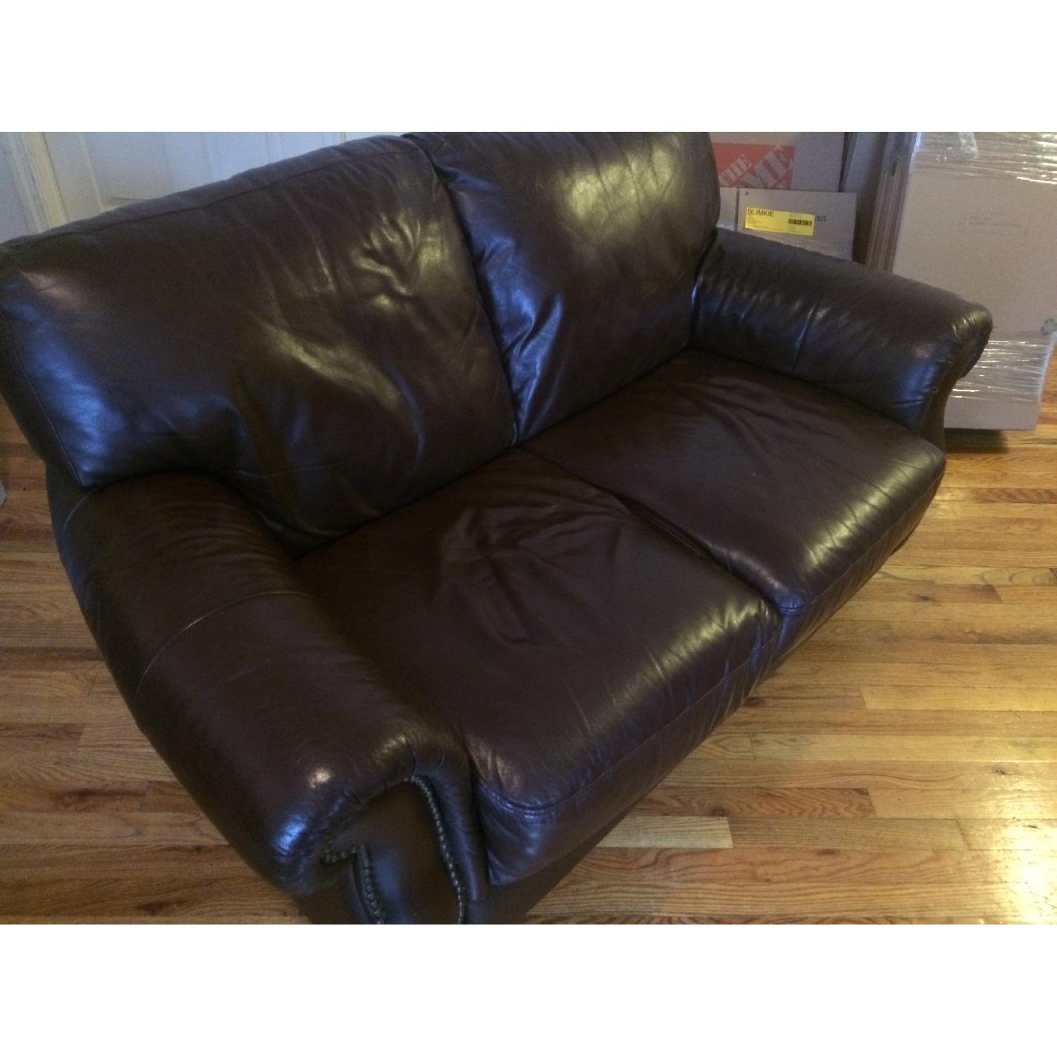 Italsofa Italian Leather Loveseat + Armchair - image-5