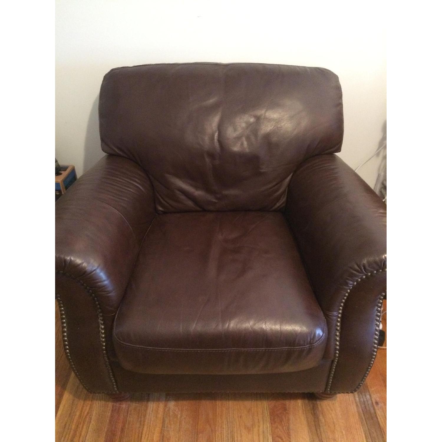 Italsofa Italian Leather Loveseat + Armchair - image-7