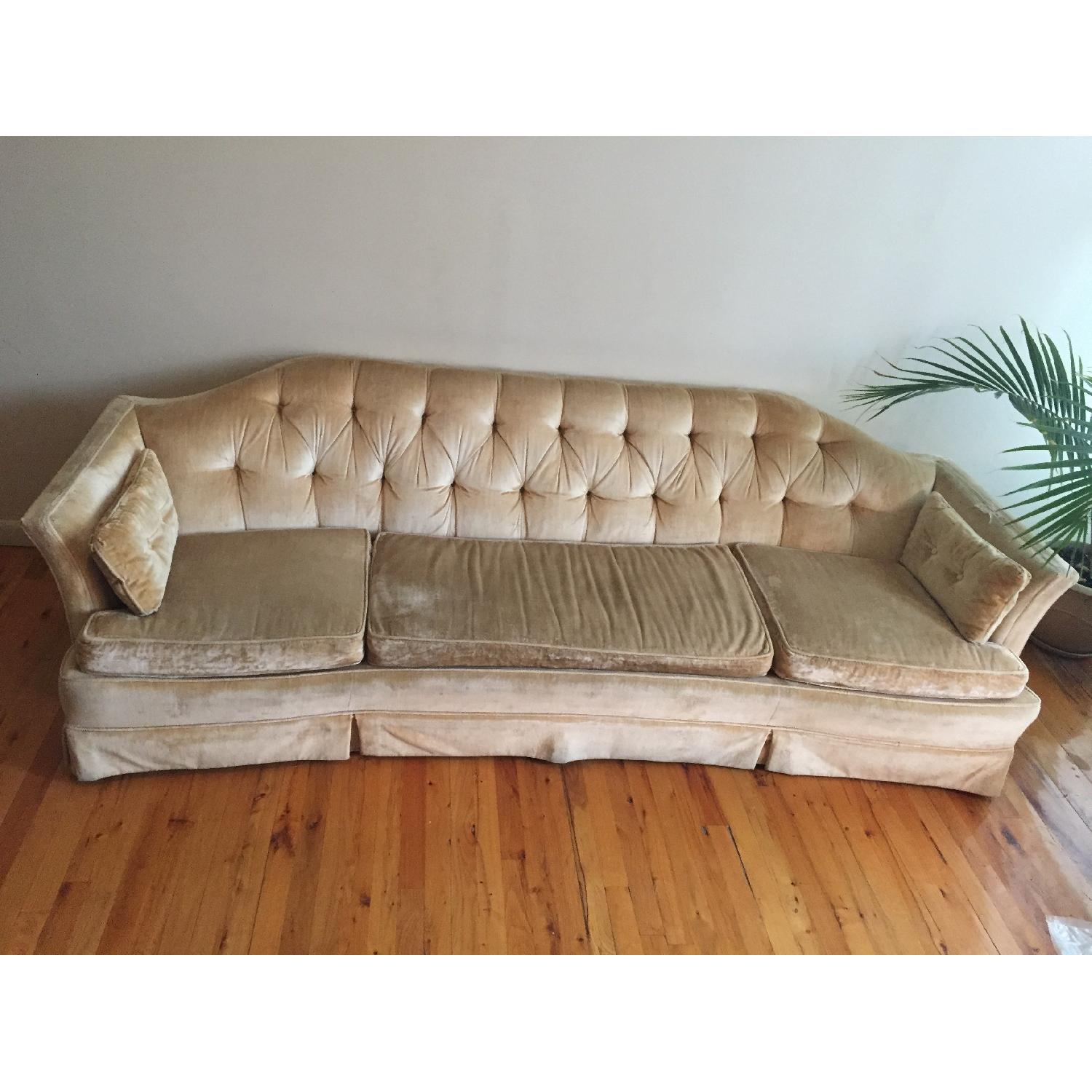 Silver Craft Furniture Co Vintage Gold Velvet Tufted Sofa - image-3