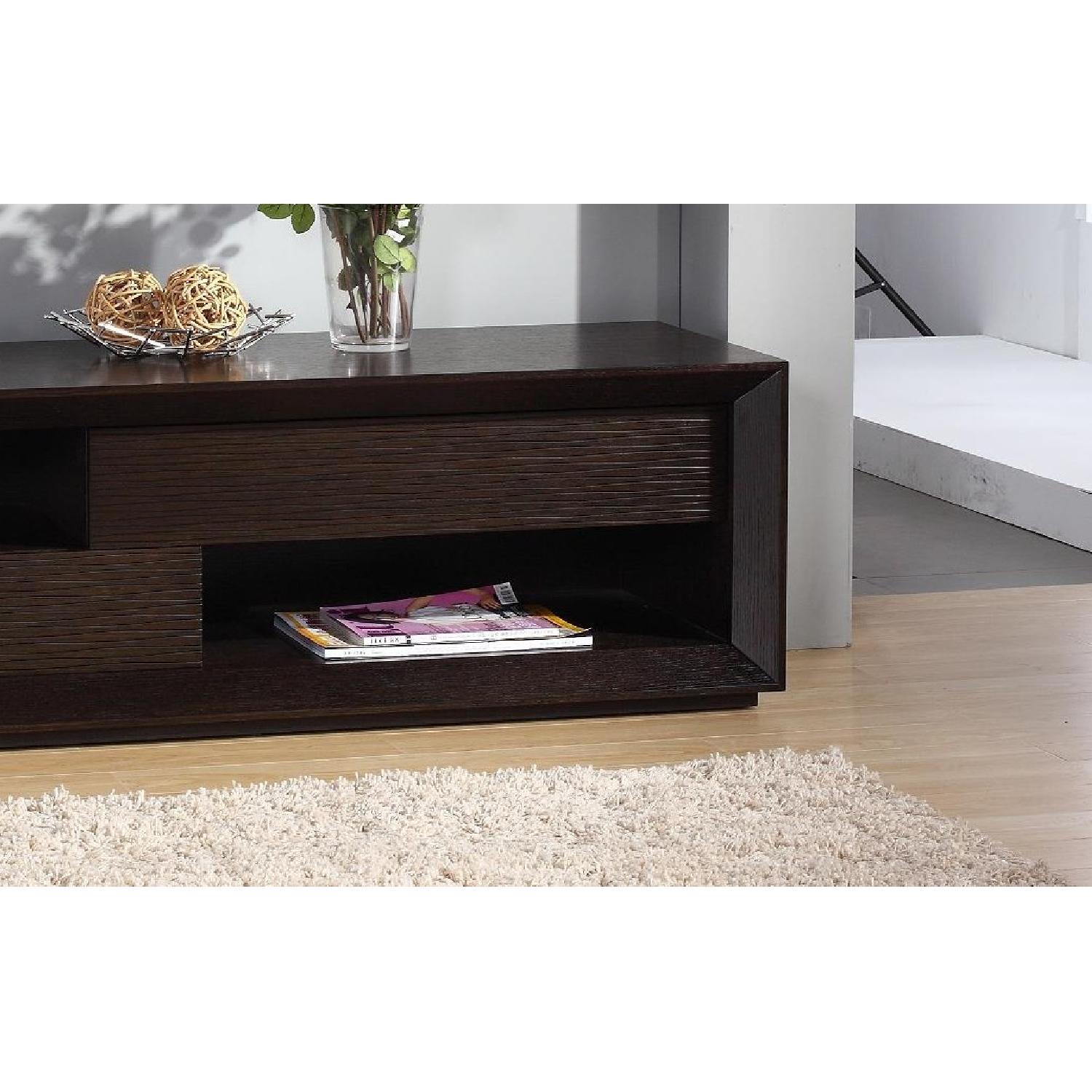 Modern TV Console w/ Asymmetric Drawers & Shelves AptDeco
