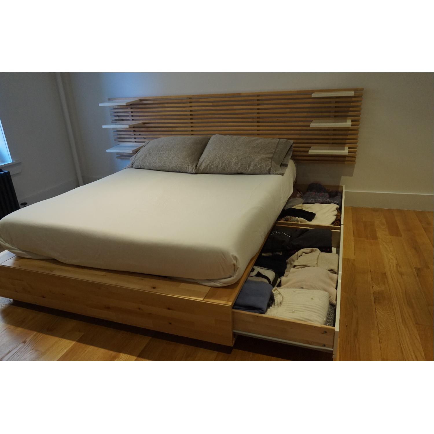 Ikea Full Size Bed Frame w/ 4 Storage Boxes - image-2