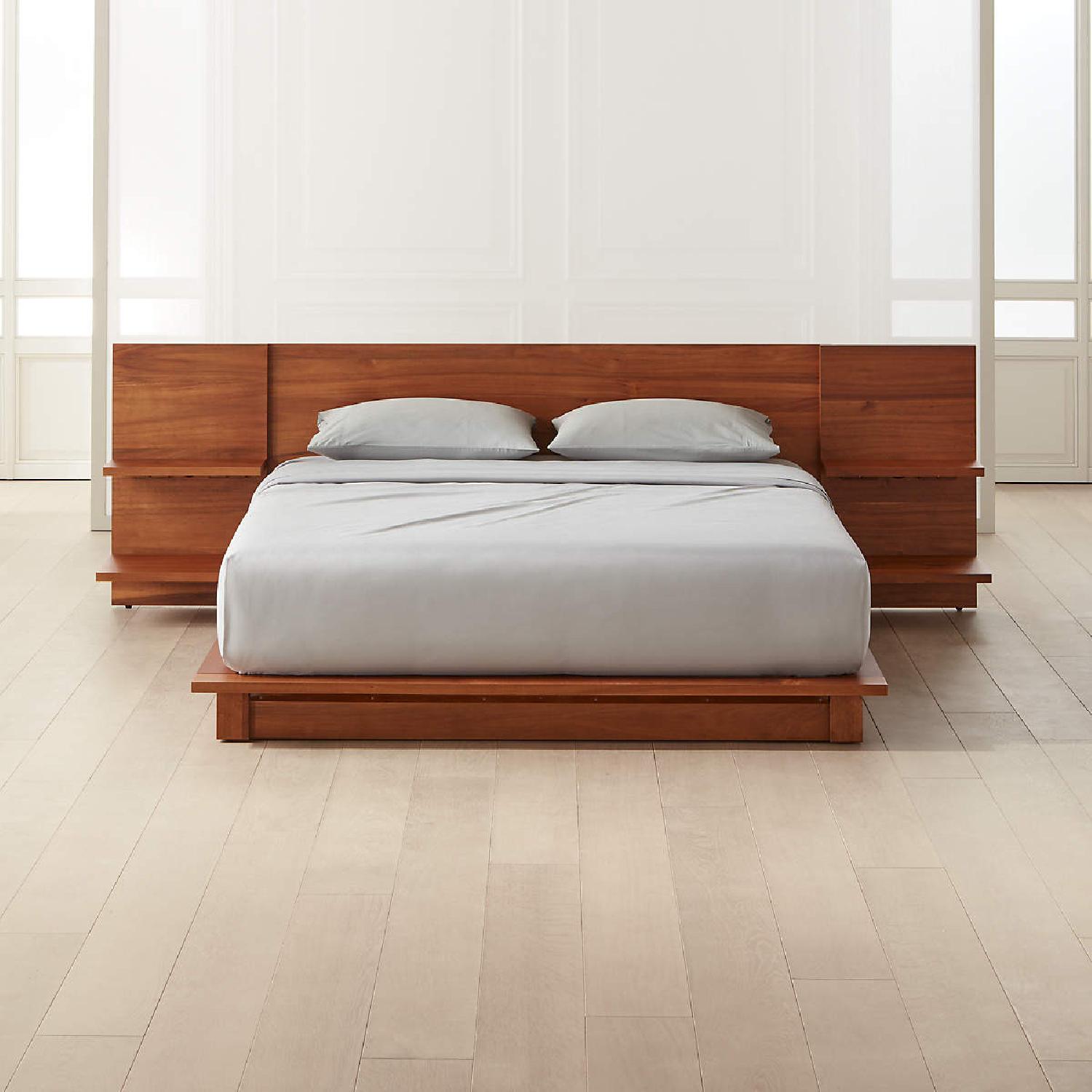 CB2 Andes Acacia Wood Platform Bed With Nightstands - image-4
