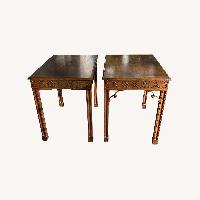 Pair of Handcrafted Wood Side Tables