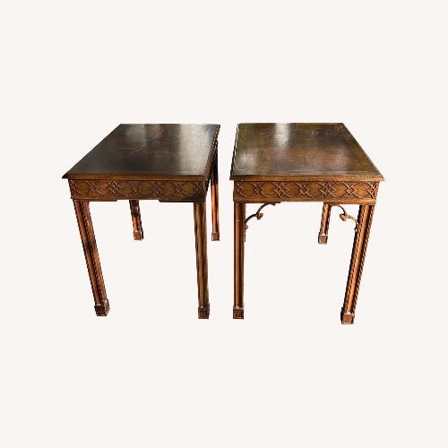 Used Pair of Handcrafted Wood Side Tables for sale on AptDeco