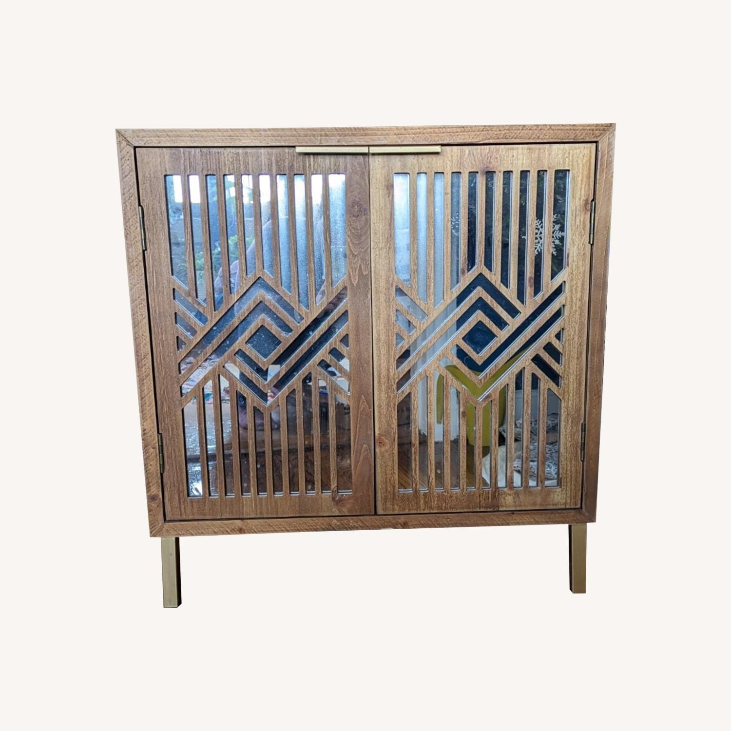 Geometric Mirror Front Accent Cabinet - image-0