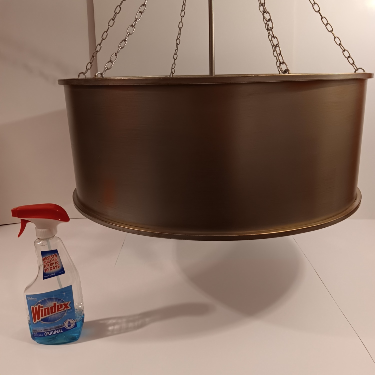 Silver Patina Metal Drum Ceiling 6 Light Fixture - image-2