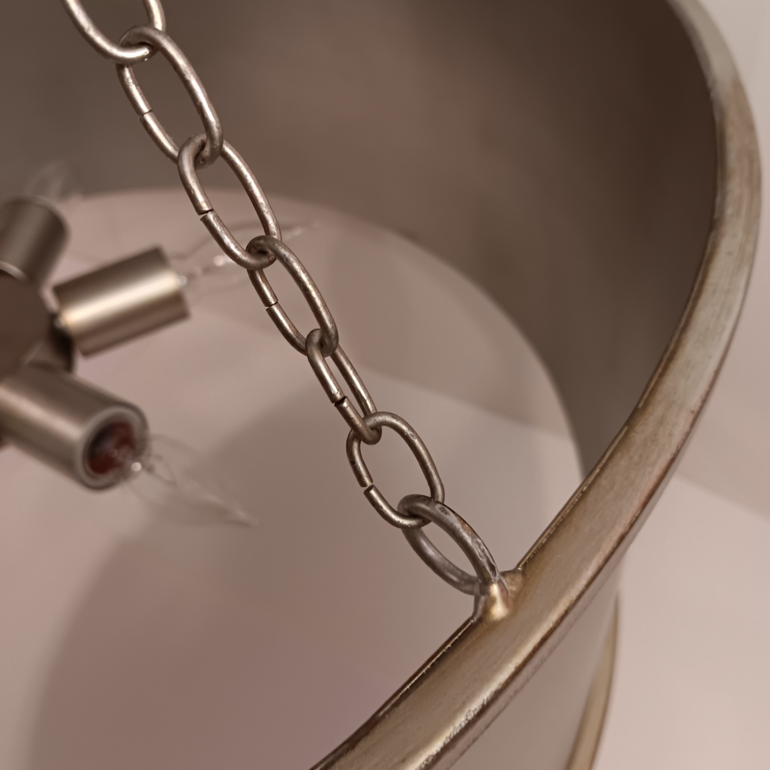 Silver Patina Metal Drum Ceiling 6 Light Fixture - image-6