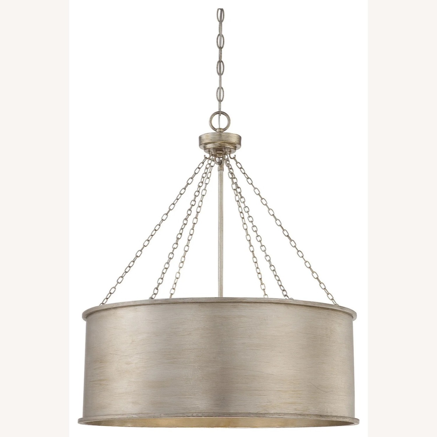 Silver Patina Metal Drum Ceiling 6 Light Fixture - image-0