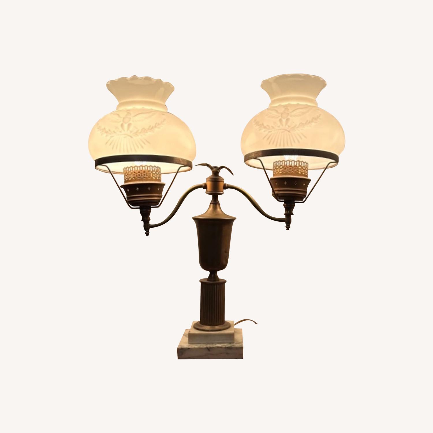 Antique Milk Glass Lamp - image-0