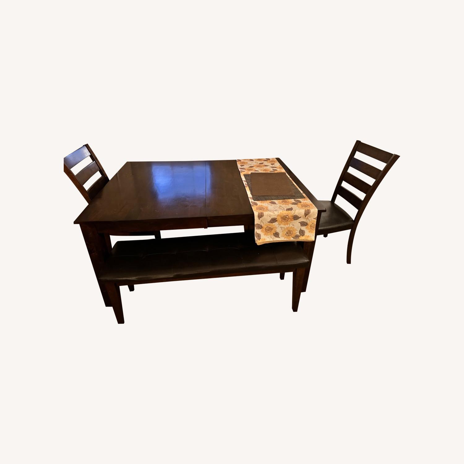 Dark Brown Wooden Dining Set - image-0
