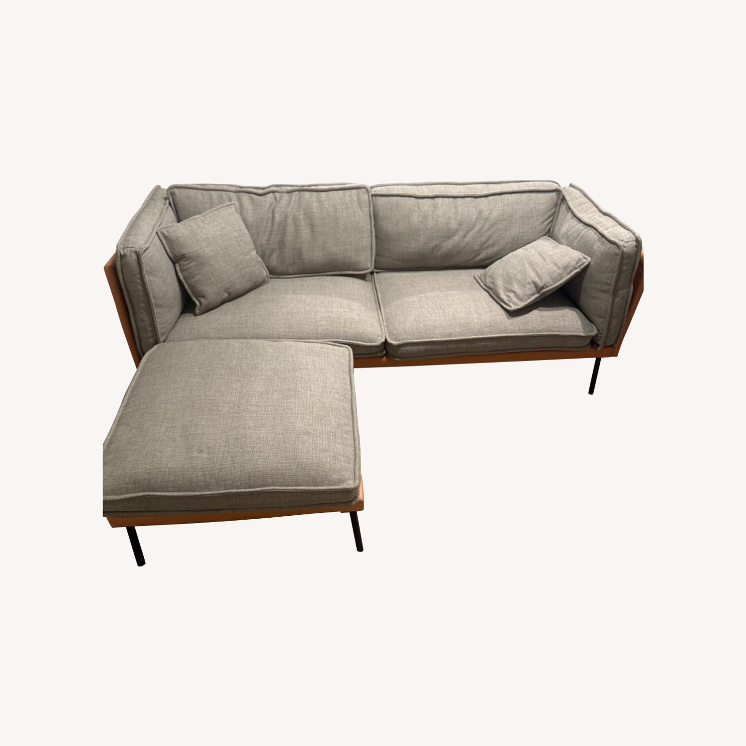 Orange Sectional Sofa with Removable Ottoman - image-9