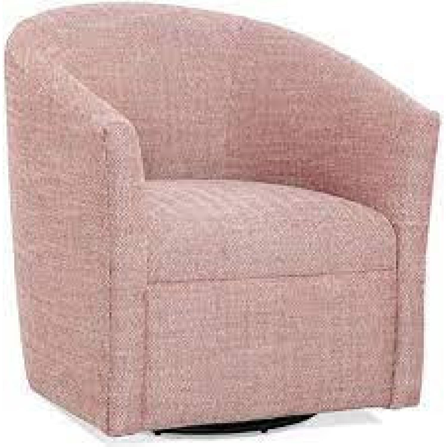 Henna Brick Red Fabric Swivel Accent Chair - image-4