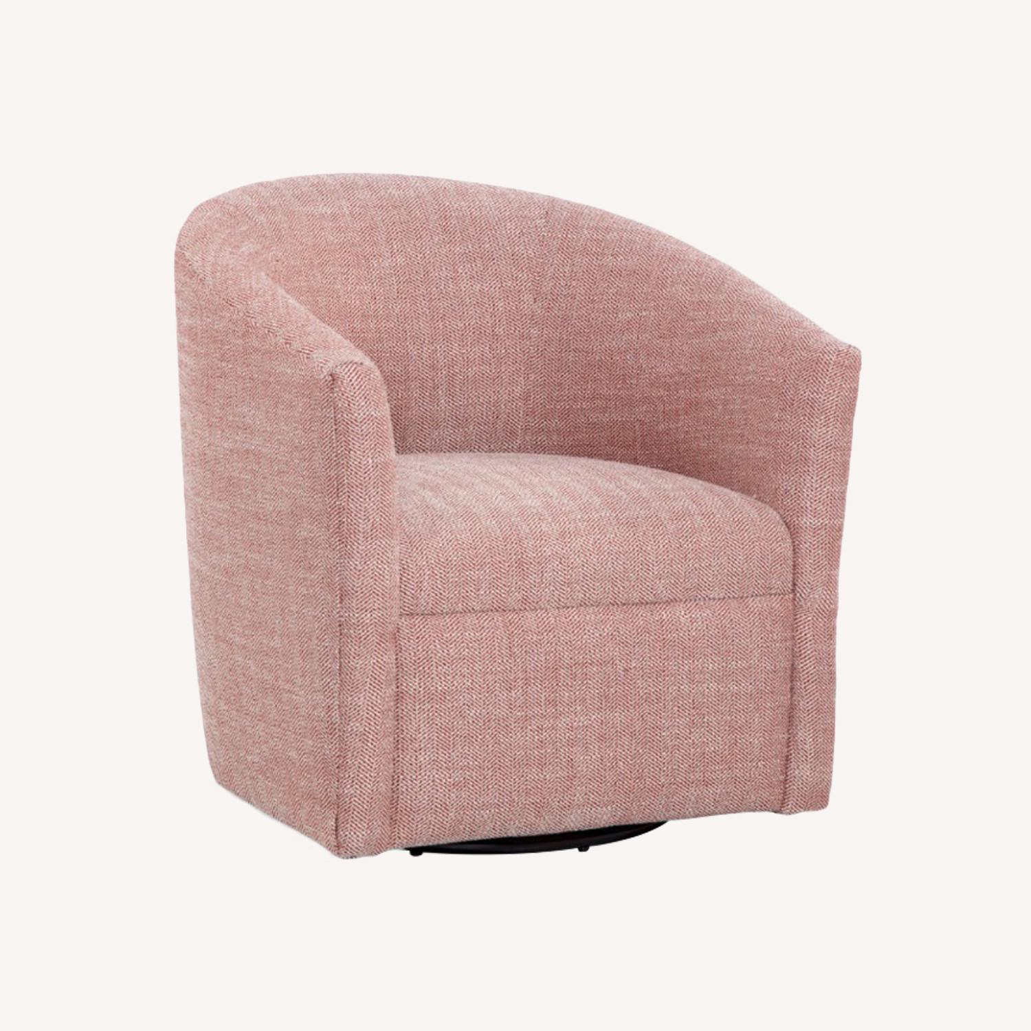 Henna Brick Red Fabric Swivel Accent Chair - image-0
