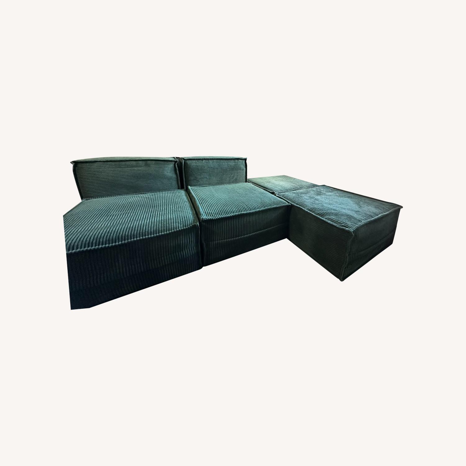 Velvet Corduroy Customizable Block Couch - image-0
