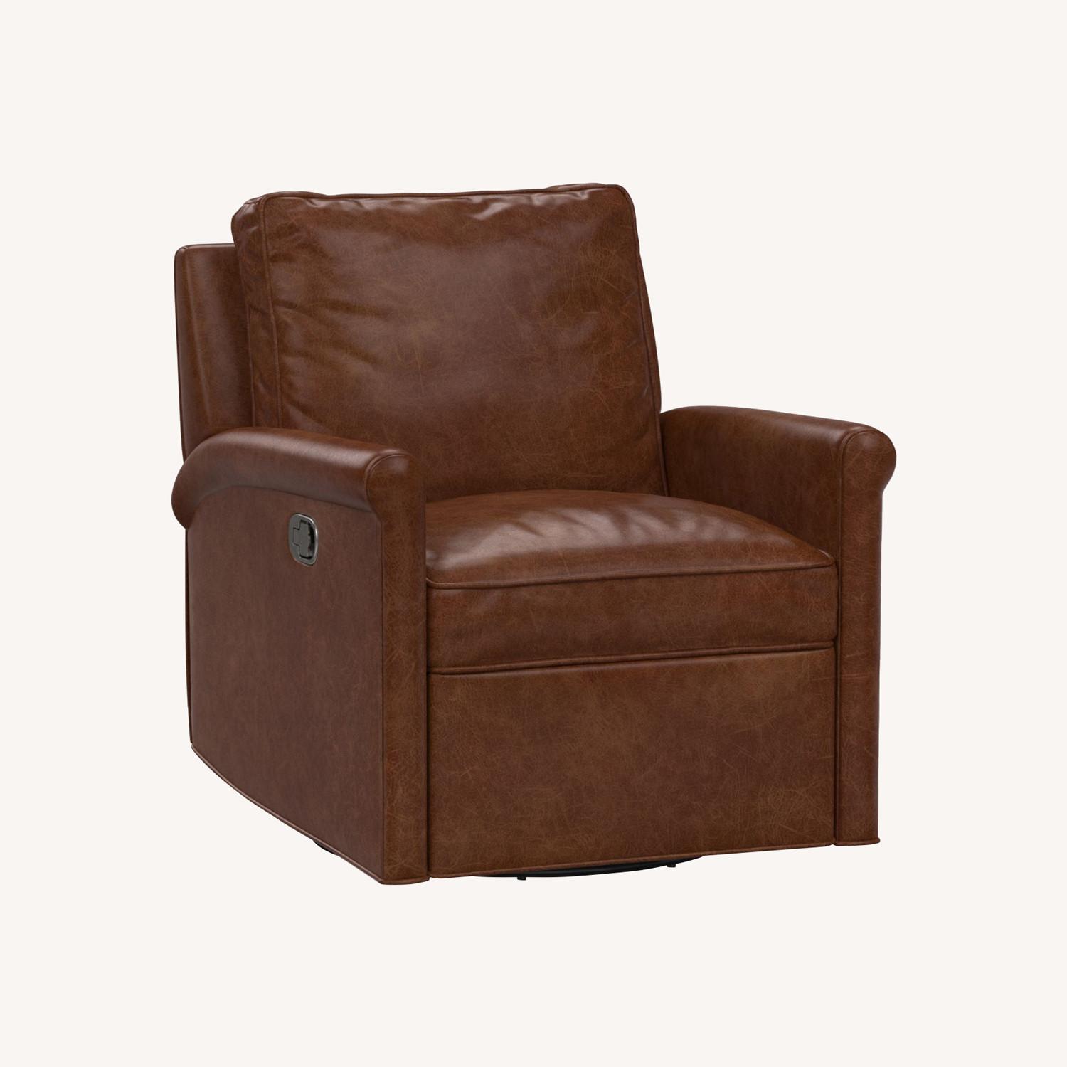 Pottery Barn Tyler Roll ArmLeather Swivel Recliner