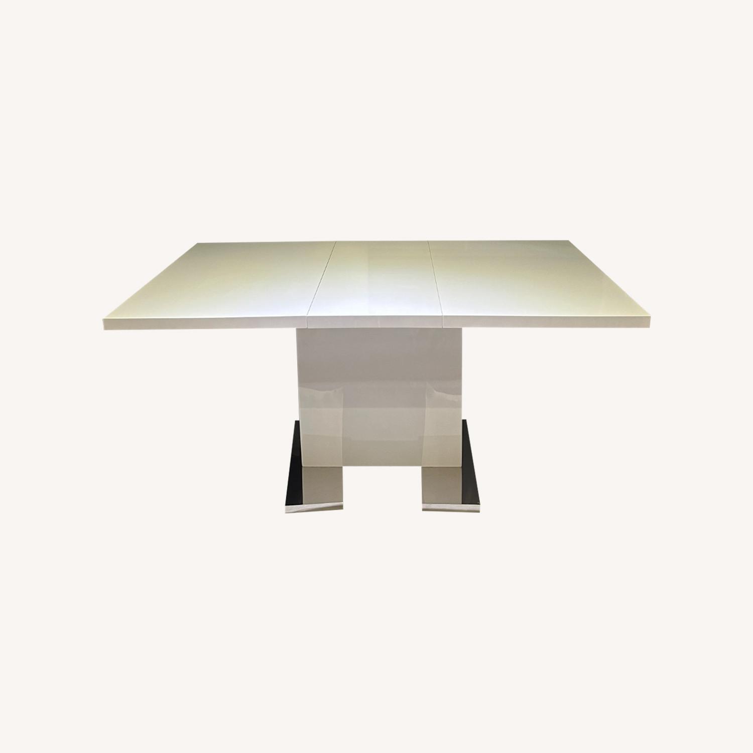 White High Gloss Lacquer Expandable Dining Table - image-0