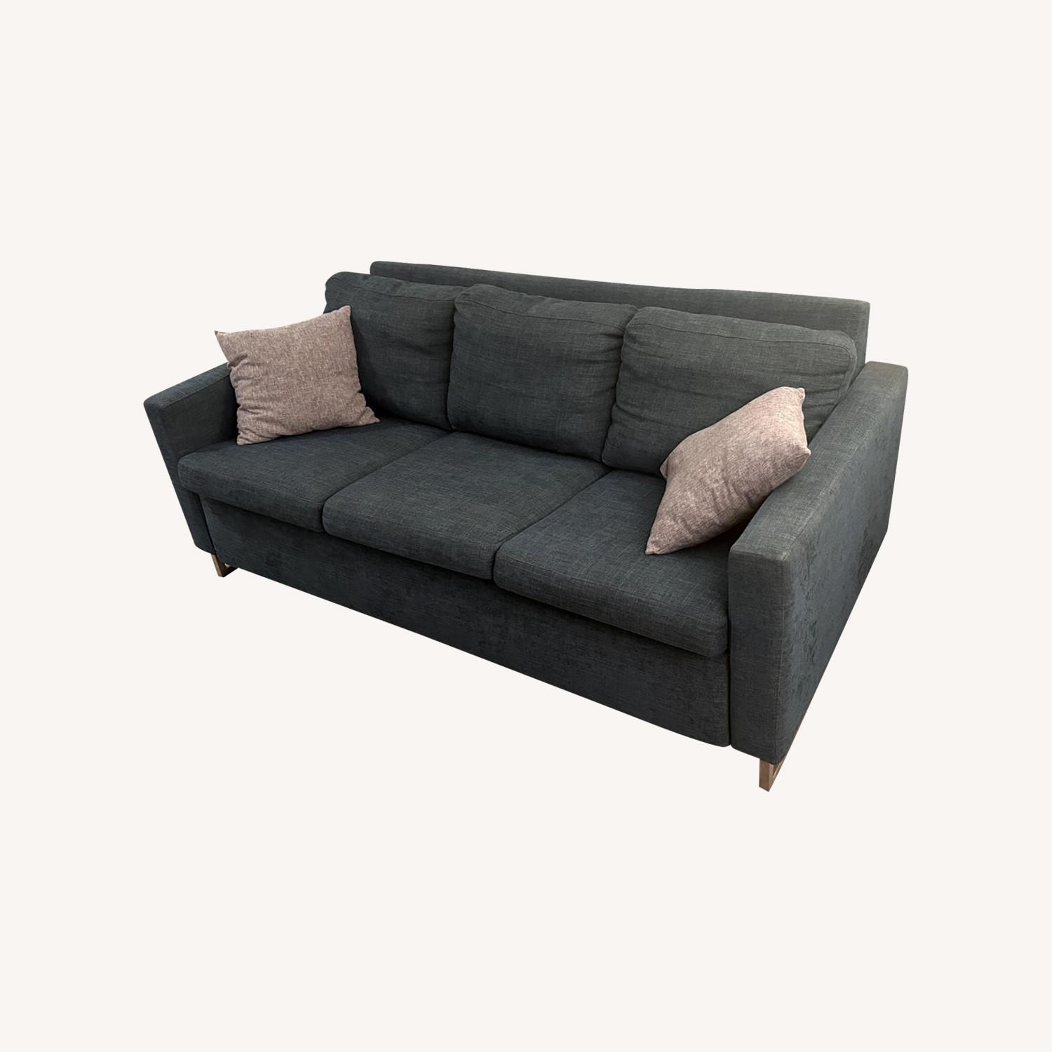 Living Spaces Green Pull Out Sofa - image-0