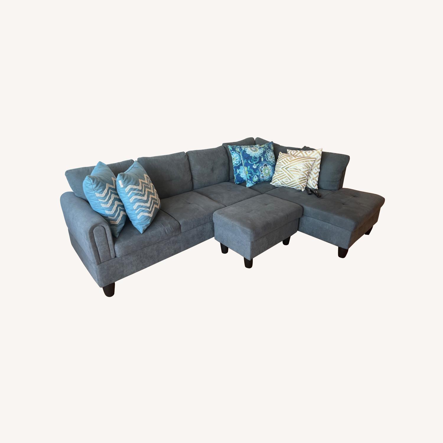 Couch with Chaise and Ottoman - image-0