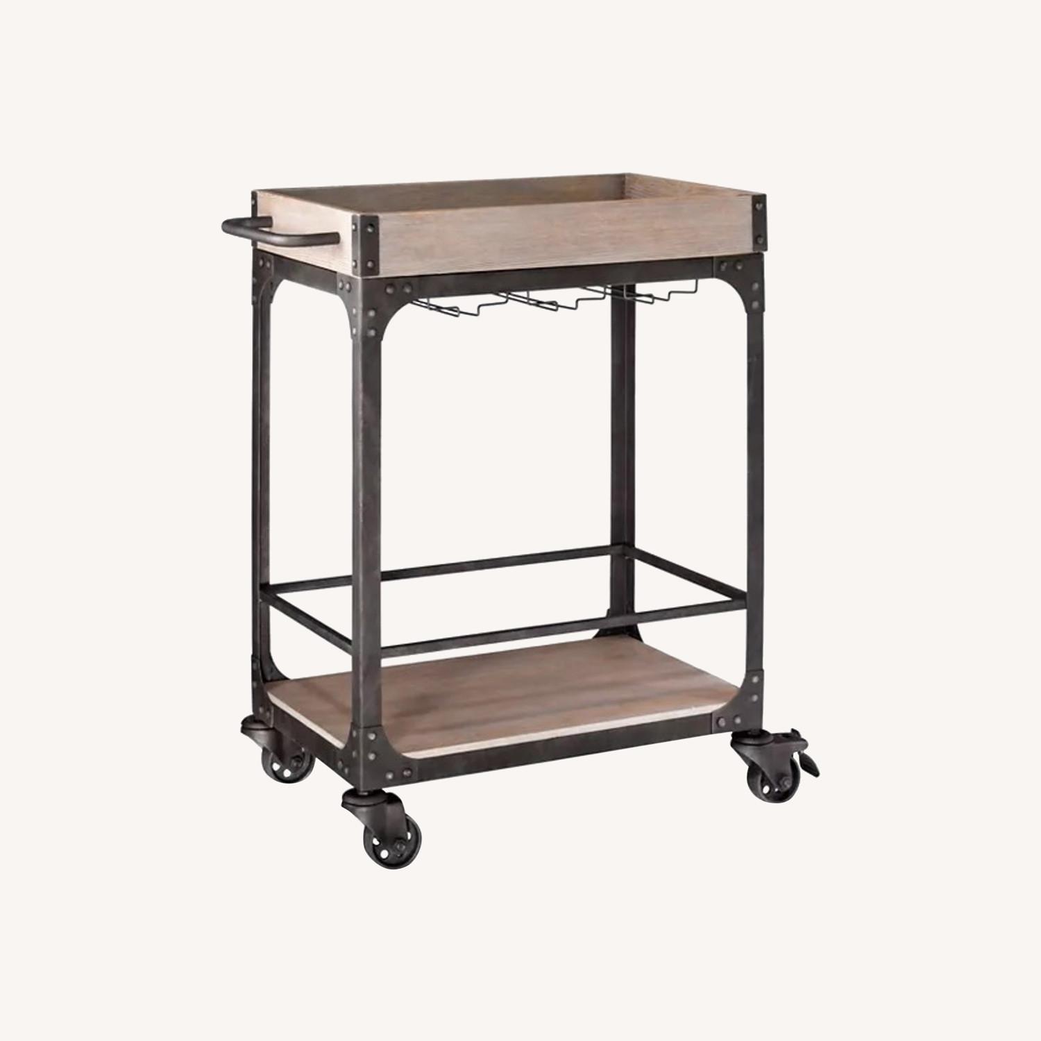 Franklin Bar Cart and Wine Rack Weathered Gray - image-0
