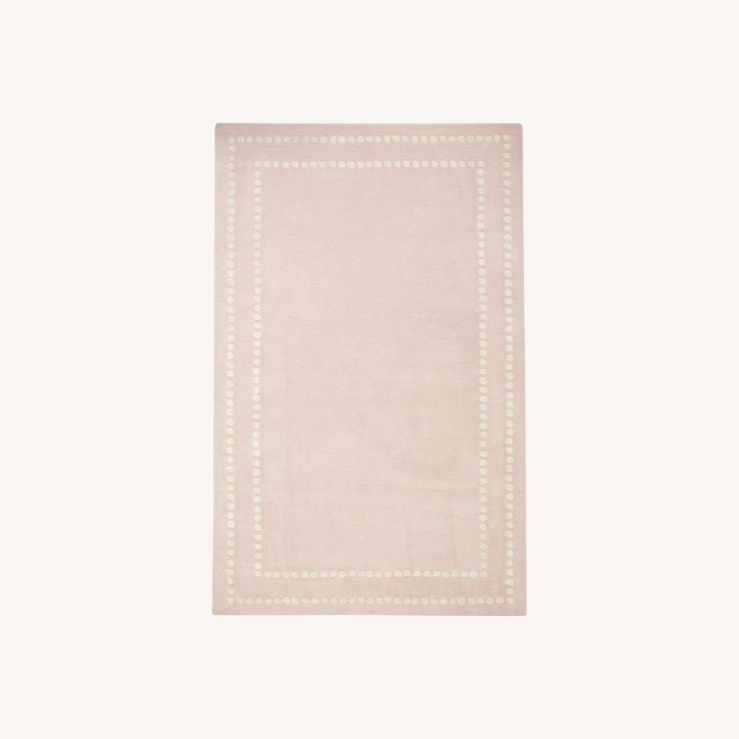 Border Area Rug Pink Pottery Barn 8x10 Pearl Dot Pale Pink Border Rug - AptDeco