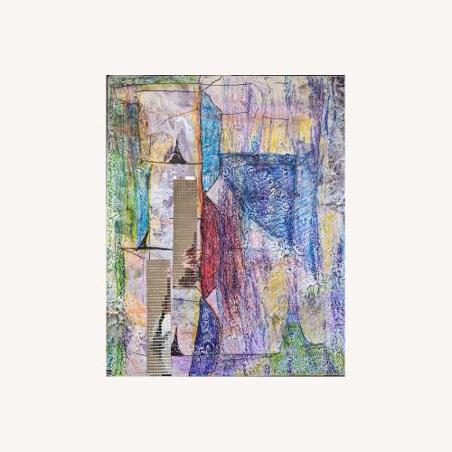 Used Colorful Textured Abstract Artwork with Mirror for sale on AptDeco