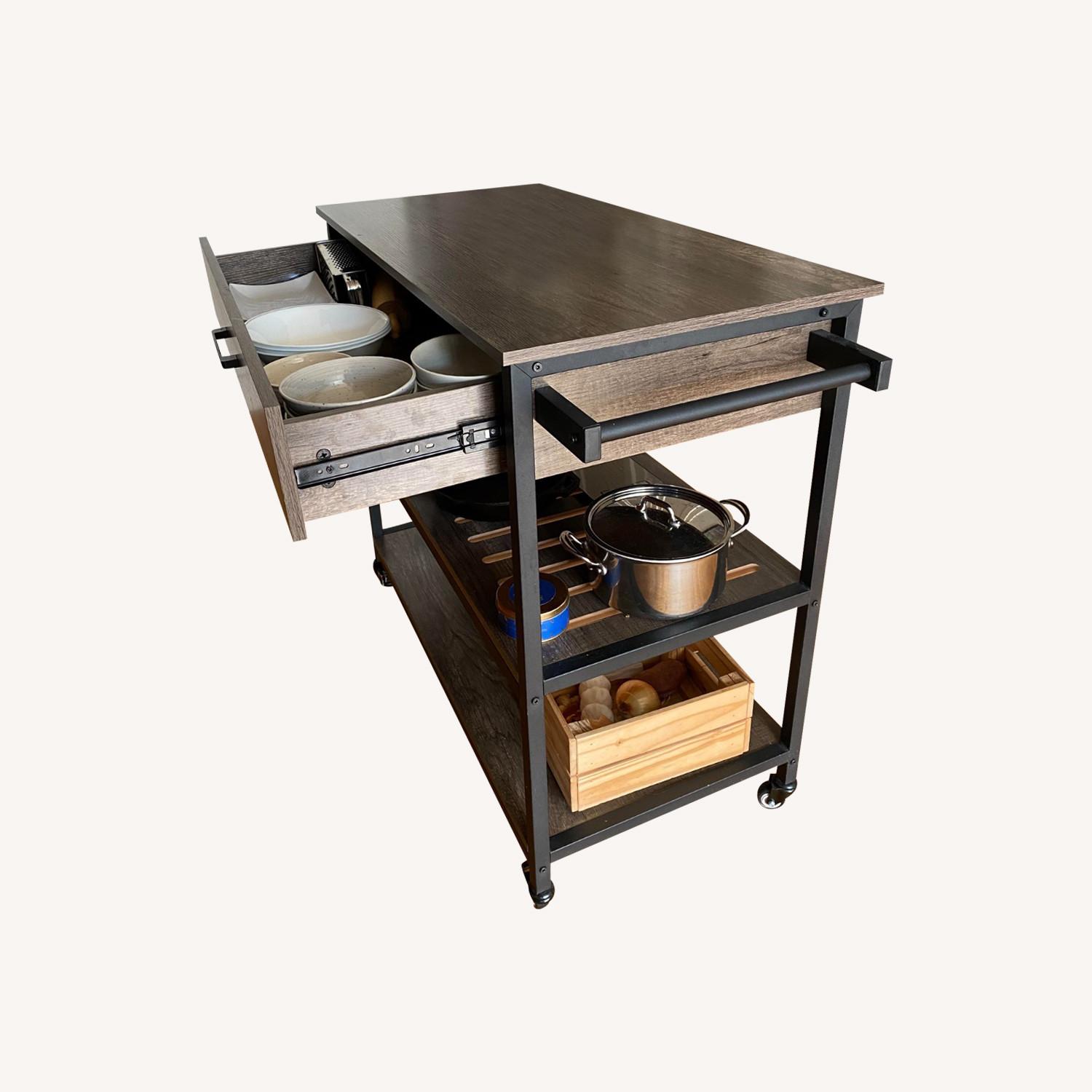 Farmhouse Wooden Kitchen Island W Storage Drawer - image-0