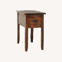 Rustic Wood Side Table Storage with Drawer