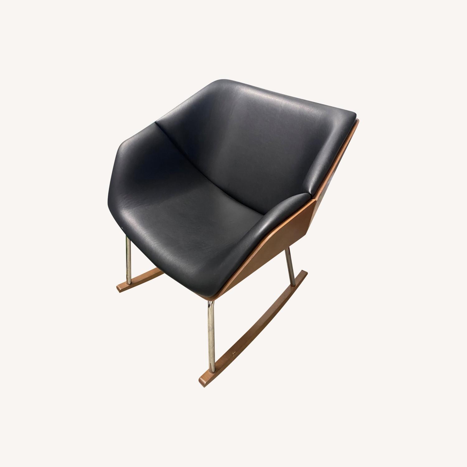 Delgado Wood Leather Rocker - AptDeco