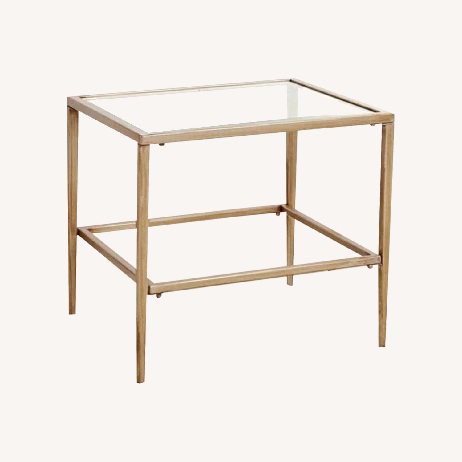 Gold Brass Top Square Nesting Coffee Table - image-0