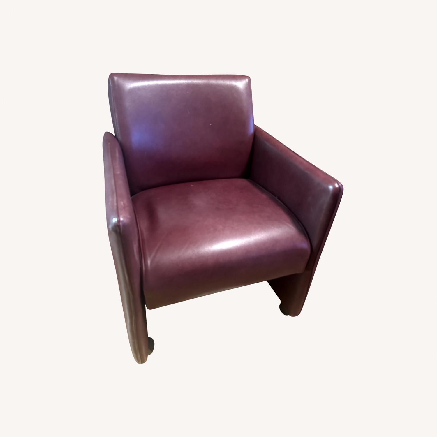 Maroon Accent Chairs with Wheels - image-0
