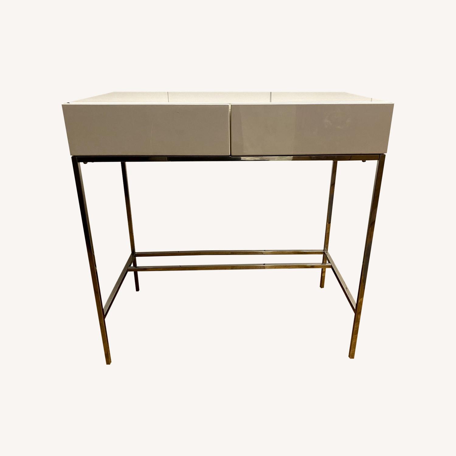 West Elm White Industrial Storage Mini Desk AptDeco