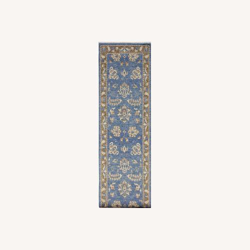 Used Ziegler Blue Brown Hand-Knotted Wool Runner for sale on AptDeco