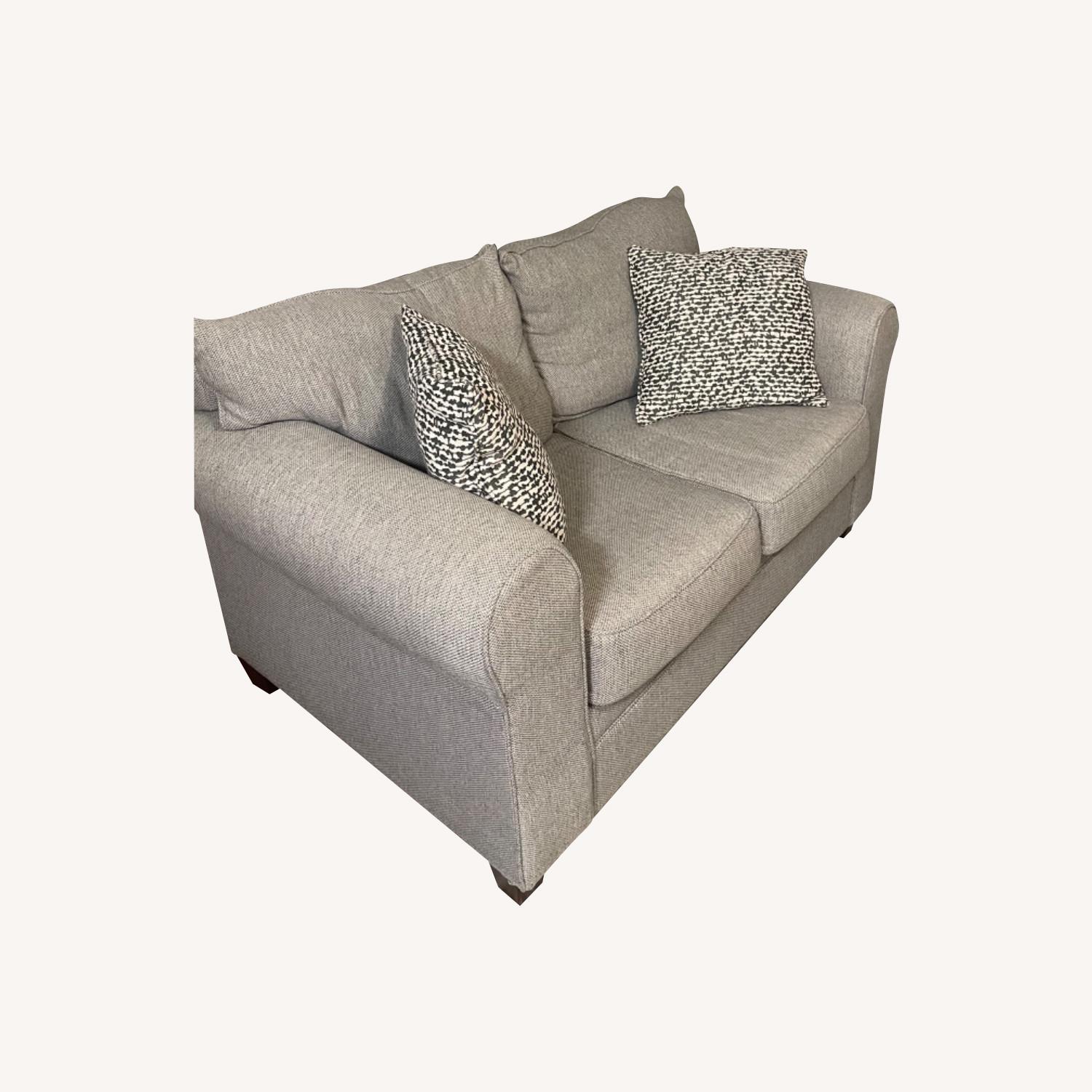 Bob's Discount Furniture Laurel Grey Loveseat with Pillows - image-0