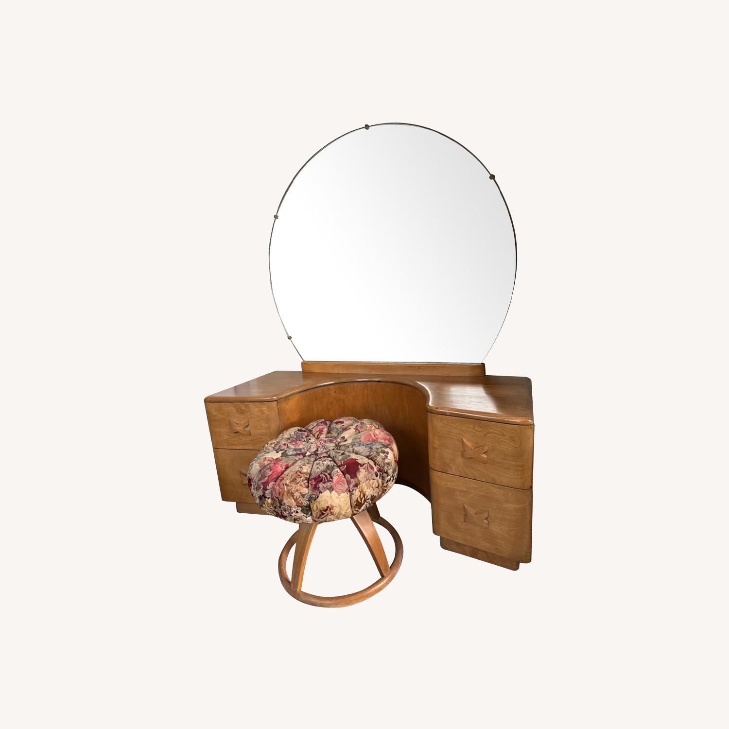 Heywood Wakefield Rio X Mirrored Vanity and Stool - image-0