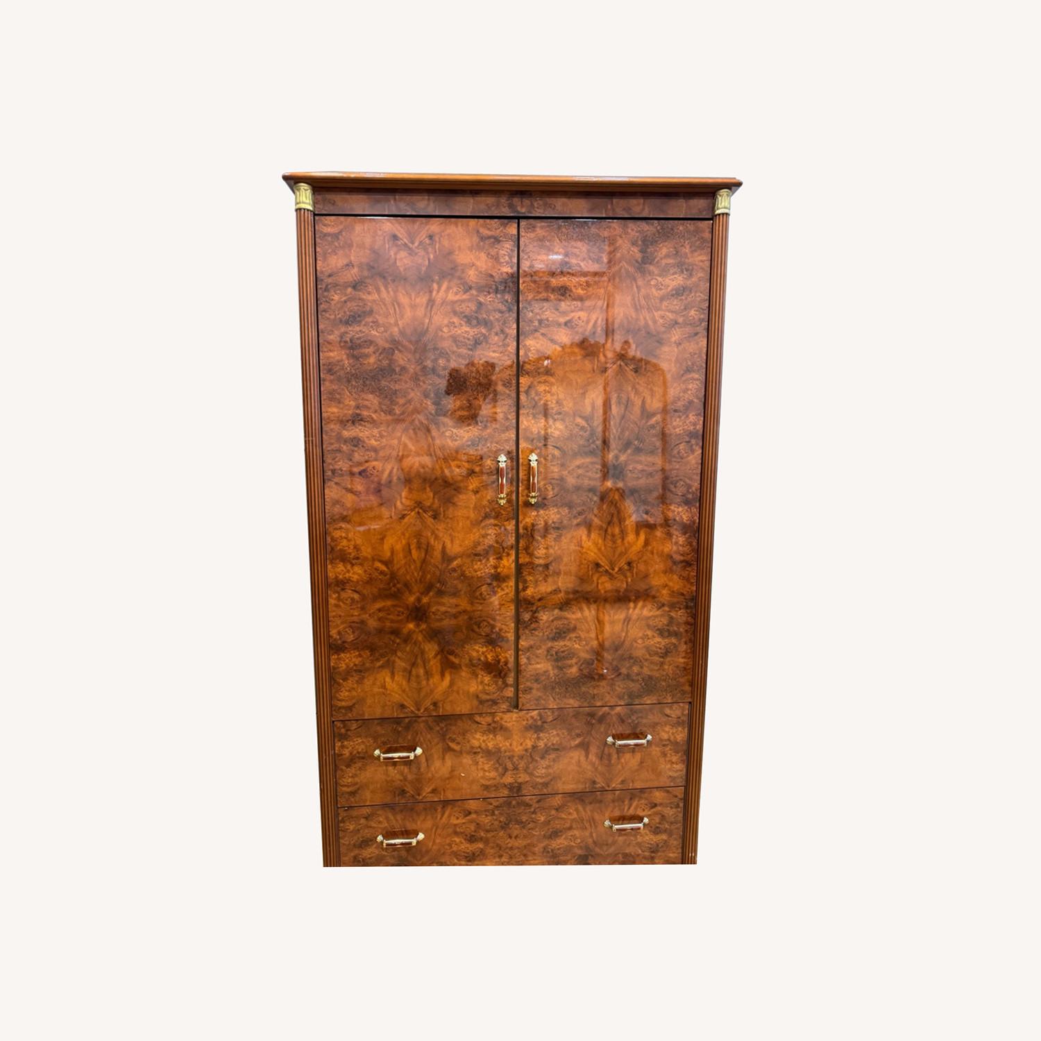 Italian Burl Tallboy Armoire 1930s - image-0