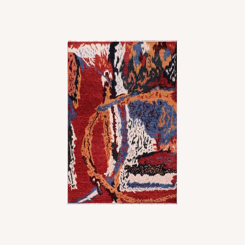Used Abstract Hand-Knotted Wool Rug- 8'3'' x 9'7'' for sale on AptDeco