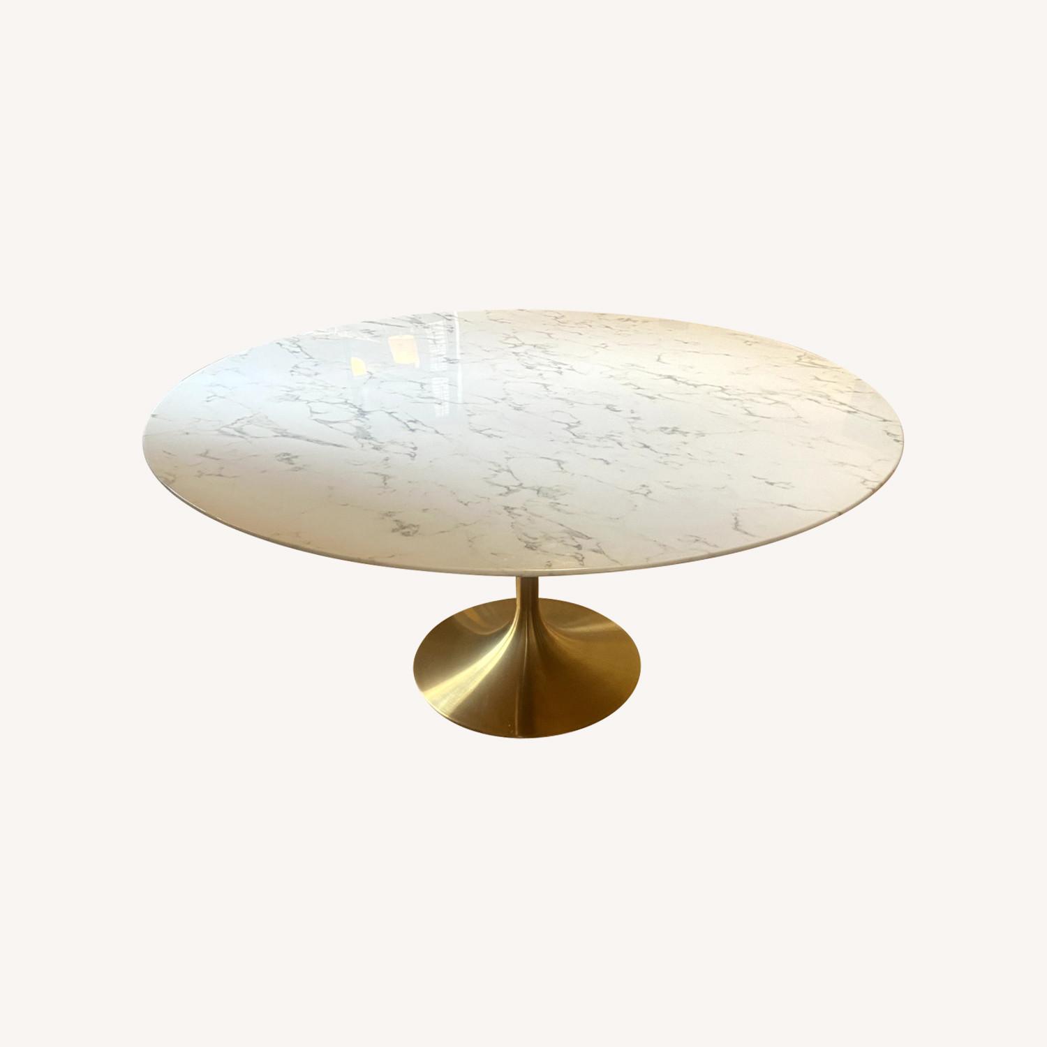 60" Round Artificial Marble Dining Table - image-0
