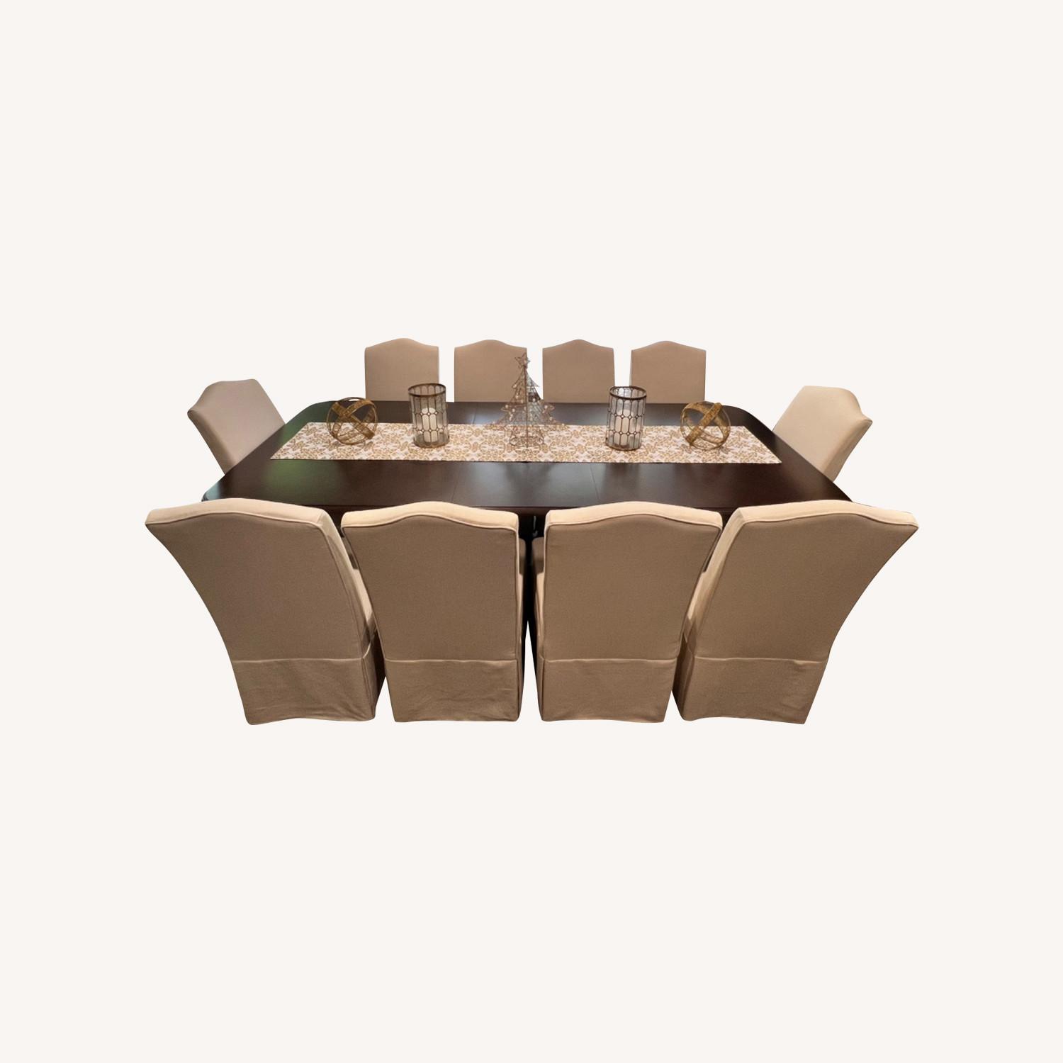 Large Wood Dining Table W 10 Chairs - image-0