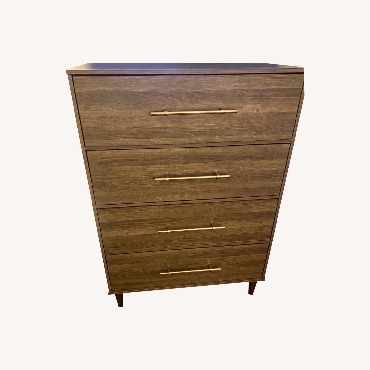 Mid-Century Modern Oak 4-Drawer Wood Dresser - image-0