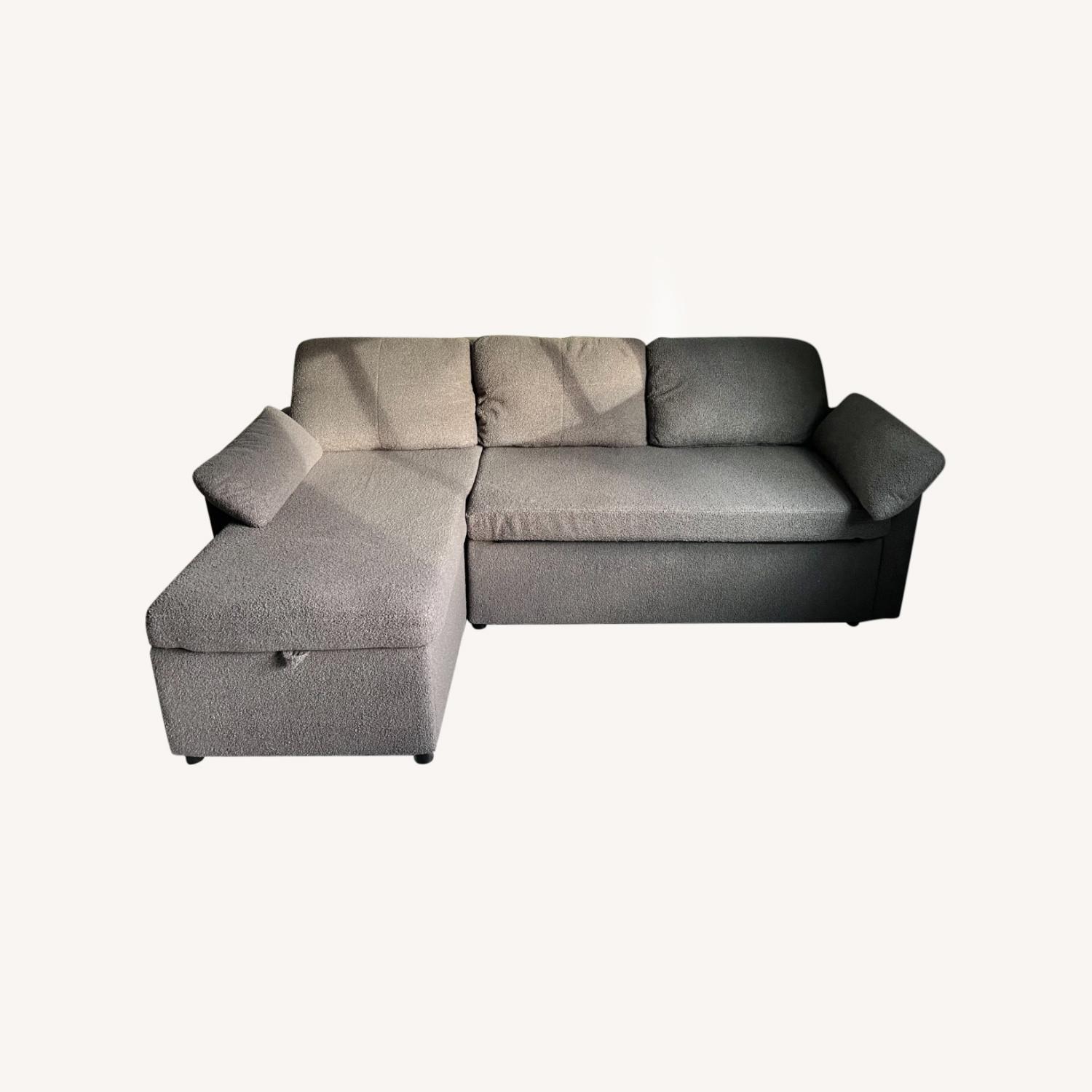 2 in 1 Pull-out Couch Bed W Storage Chaise - image-0