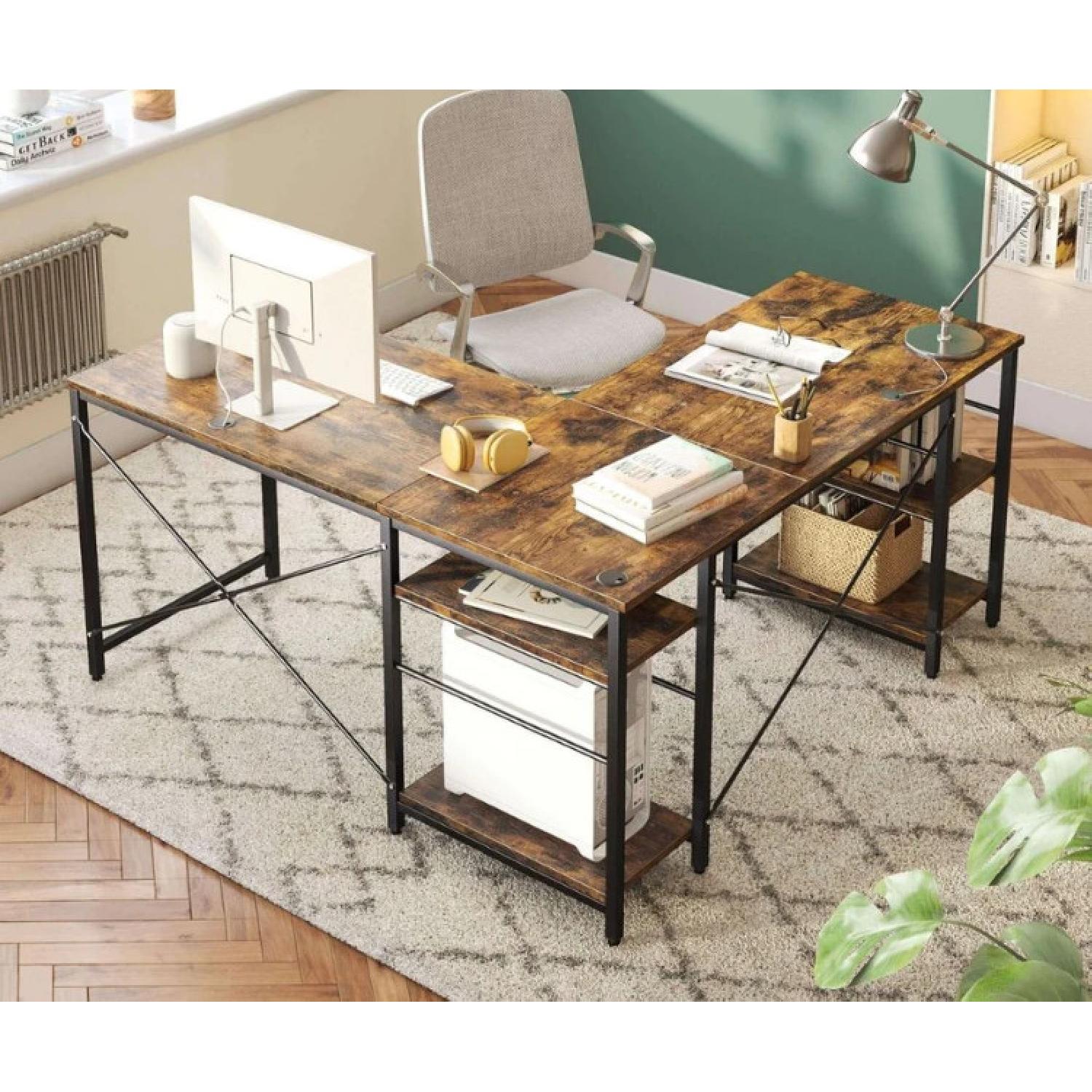 Large L-Shaped Desk in Dark Walnut Color - image-5