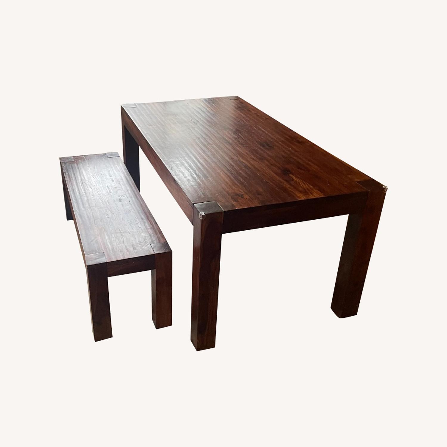 Wood Dining Table and Bench - image-0